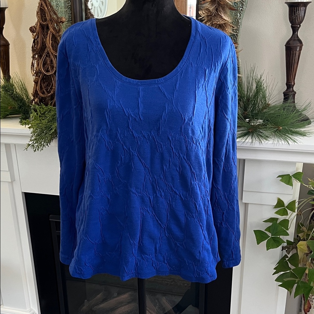 Simply Vera Vera Wang Royal Blue Textured Long Sleeve Top